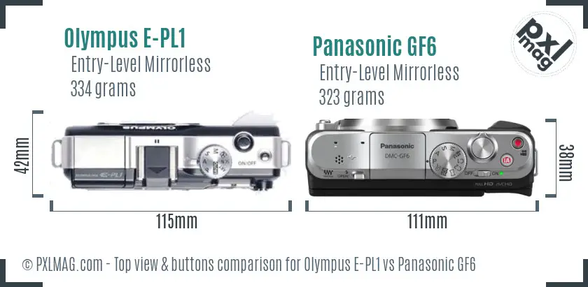 Olympus E-PL1 vs Panasonic GF6 top view buttons comparison