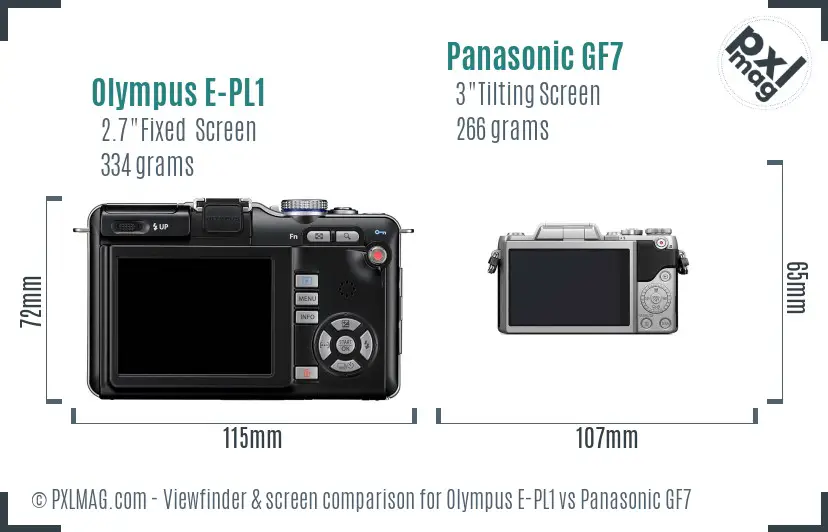 Olympus E-PL1 vs Panasonic GF7 Screen and Viewfinder comparison