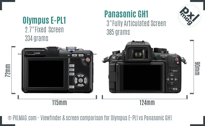 Olympus E-PL1 vs Panasonic GH1 Screen and Viewfinder comparison