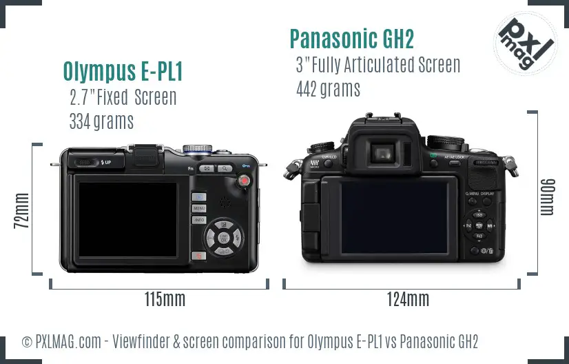 Olympus E-PL1 vs Panasonic GH2 Screen and Viewfinder comparison