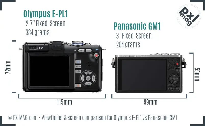 Olympus E-PL1 vs Panasonic GM1 Screen and Viewfinder comparison