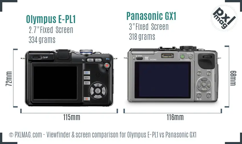 Olympus E-PL1 vs Panasonic GX1 Screen and Viewfinder comparison