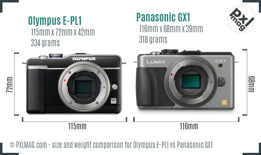 Olympus E-PL1 vs Panasonic GX1 size comparison