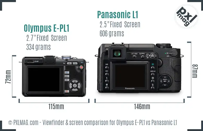 Olympus E-PL1 vs Panasonic L1 Screen and Viewfinder comparison