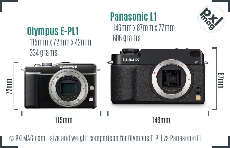Olympus E-PL1 vs Panasonic L1 size comparison