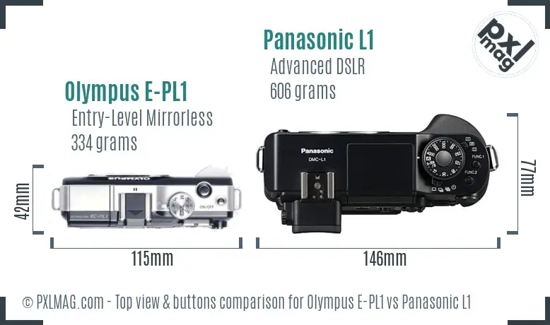 Olympus E-PL1 vs Panasonic L1 top view buttons comparison