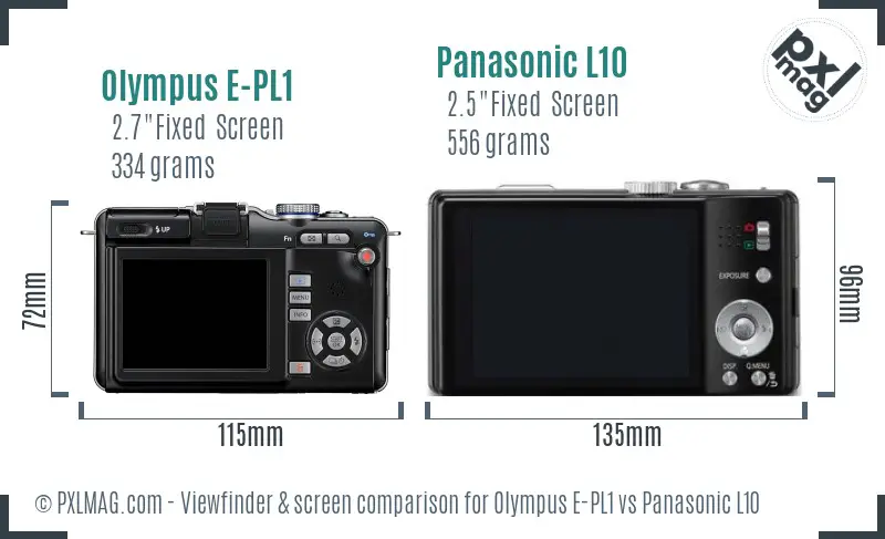 Olympus E-PL1 vs Panasonic L10 Screen and Viewfinder comparison