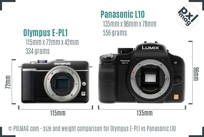 Olympus E-PL1 vs Panasonic L10 size comparison