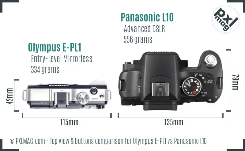 Olympus E-PL1 vs Panasonic L10 top view buttons comparison
