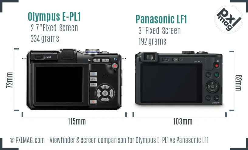 Olympus E-PL1 vs Panasonic LF1 Screen and Viewfinder comparison