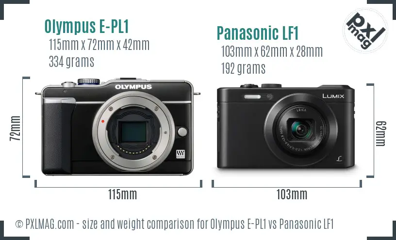 Olympus E-PL1 vs Panasonic LF1 size comparison