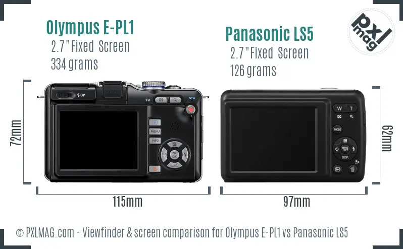 Olympus E-PL1 vs Panasonic LS5 Screen and Viewfinder comparison