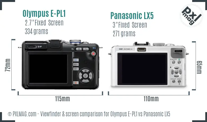 Olympus E-PL1 vs Panasonic LX5 Screen and Viewfinder comparison