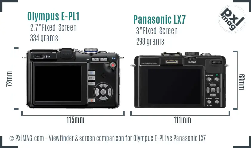 Olympus E-PL1 vs Panasonic LX7 Screen and Viewfinder comparison