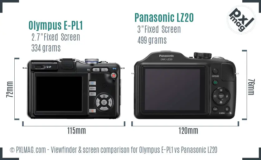 Olympus E-PL1 vs Panasonic LZ20 Screen and Viewfinder comparison