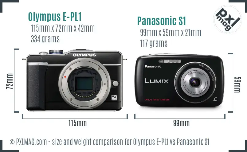 Olympus E-PL1 vs Panasonic S1 size comparison