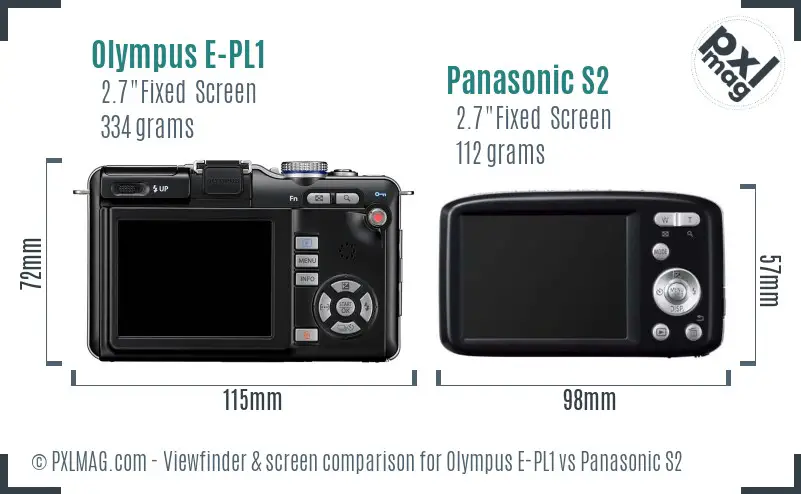 Olympus E-PL1 vs Panasonic S2 Screen and Viewfinder comparison