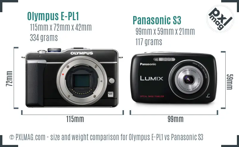 Olympus E-PL1 vs Panasonic S3 size comparison