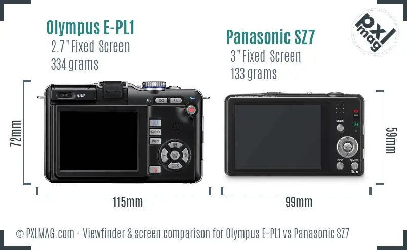 Olympus E-PL1 vs Panasonic SZ7 Screen and Viewfinder comparison