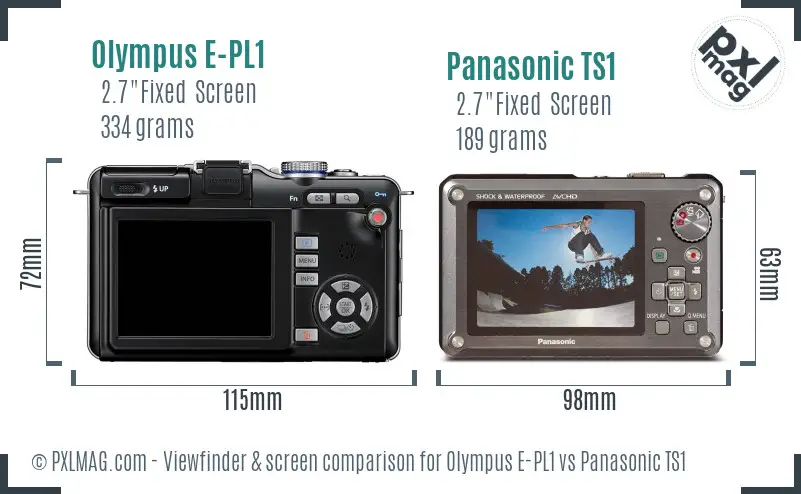 Olympus E-PL1 vs Panasonic TS1 Screen and Viewfinder comparison