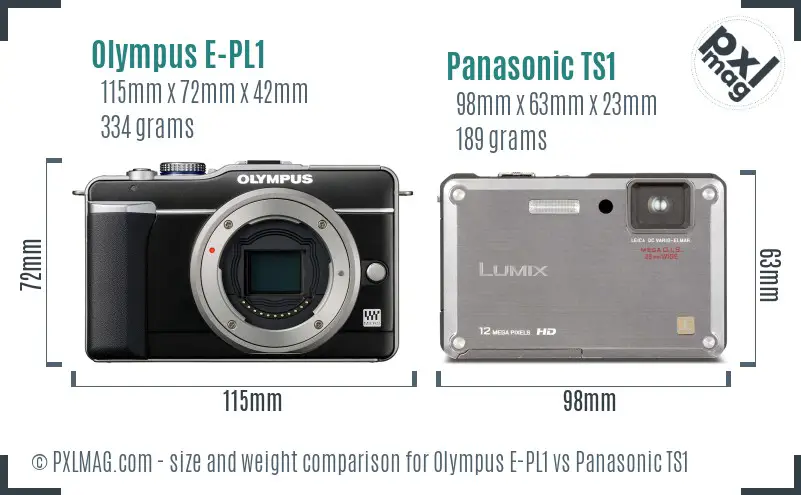 Olympus E-PL1 vs Panasonic TS1 size comparison