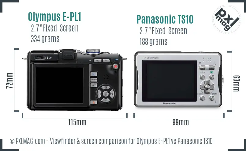 Olympus E-PL1 vs Panasonic TS10 Screen and Viewfinder comparison