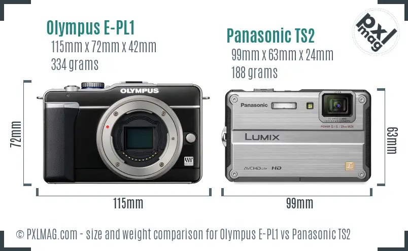 Olympus E-PL1 vs Panasonic TS2 size comparison