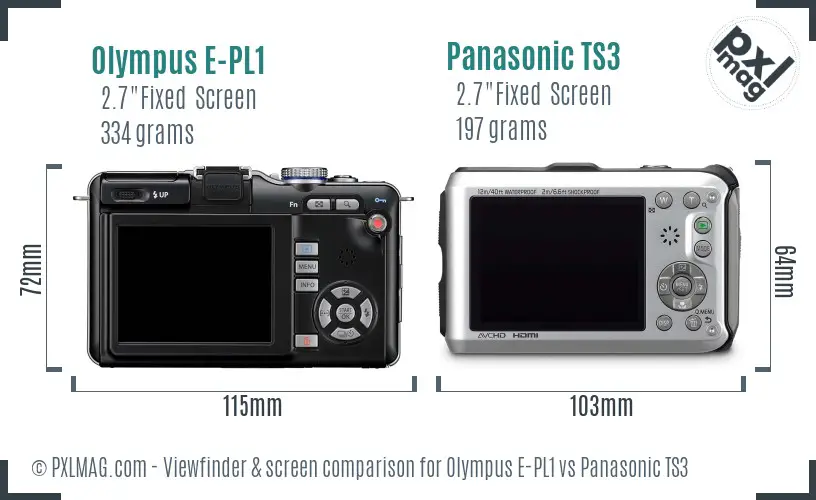 Olympus E-PL1 vs Panasonic TS3 Screen and Viewfinder comparison
