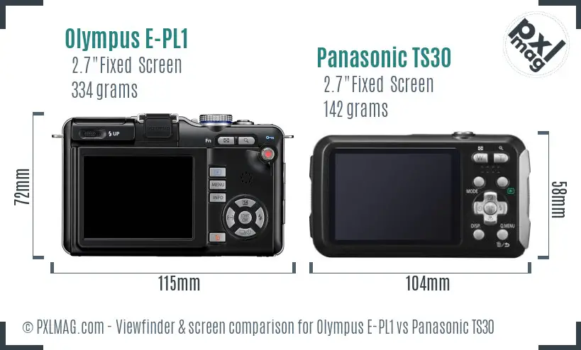 Olympus E-PL1 vs Panasonic TS30 Screen and Viewfinder comparison