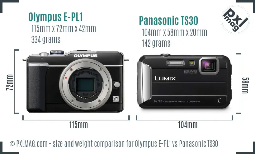 Olympus E-PL1 vs Panasonic TS30 size comparison