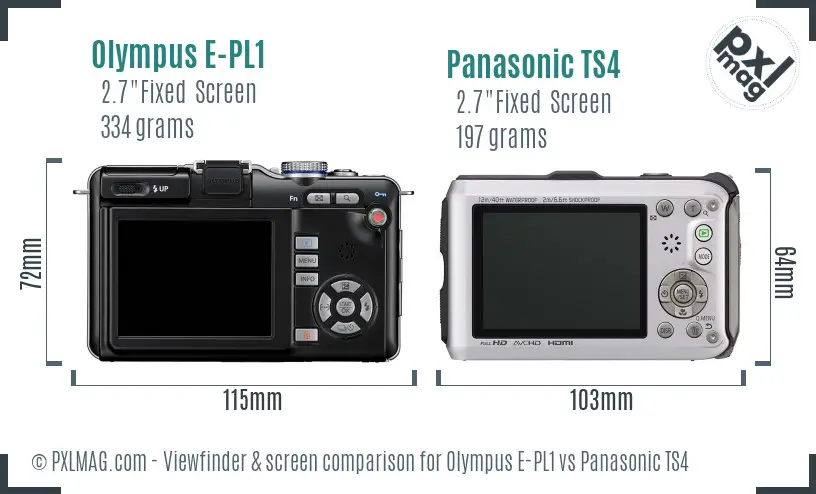 Olympus E-PL1 vs Panasonic TS4 Screen and Viewfinder comparison