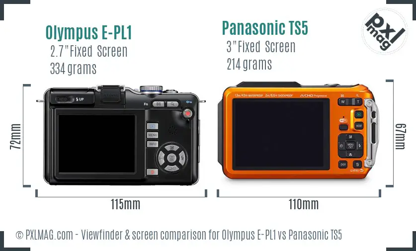 Olympus E-PL1 vs Panasonic TS5 Screen and Viewfinder comparison