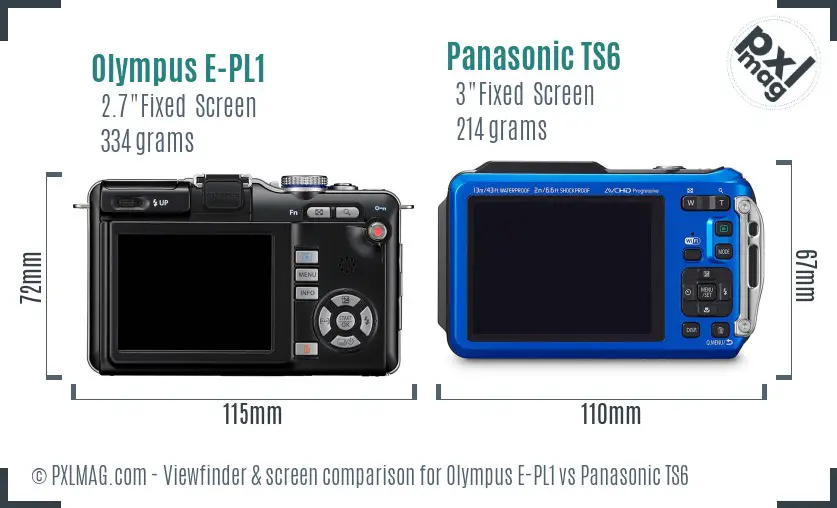 Olympus E-PL1 vs Panasonic TS6 Screen and Viewfinder comparison