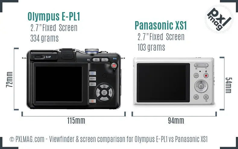Olympus E-PL1 vs Panasonic XS1 Screen and Viewfinder comparison