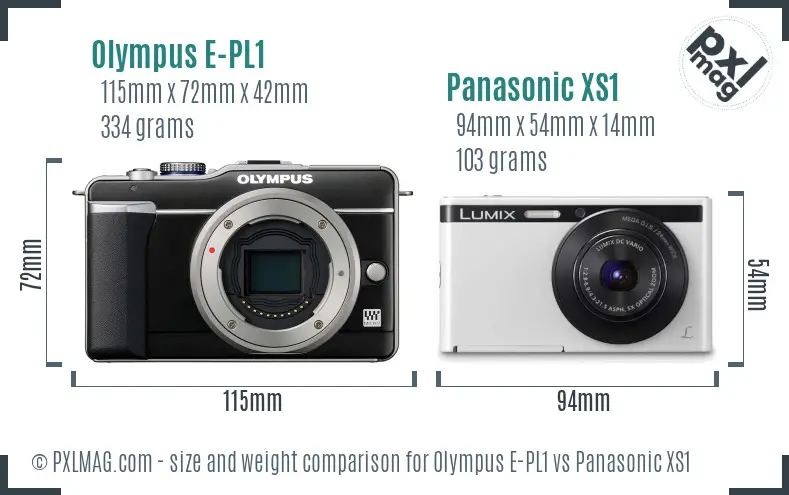 Olympus E-PL1 vs Panasonic XS1 size comparison