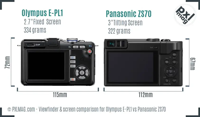 Olympus E-PL1 vs Panasonic ZS70 Screen and Viewfinder comparison