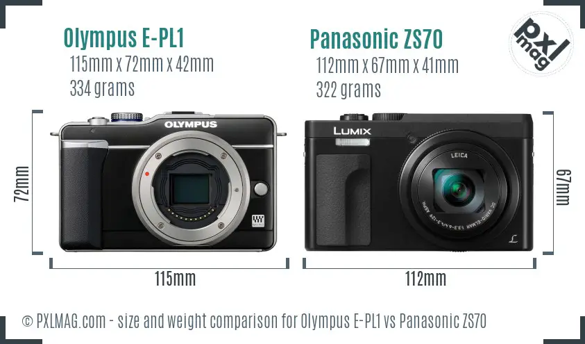 Olympus E-PL1 vs Panasonic ZS70 size comparison