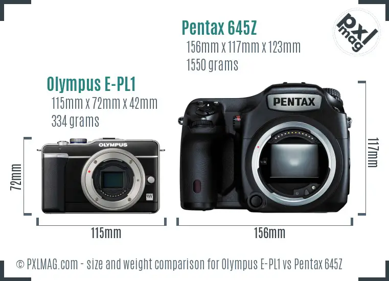 Olympus E-PL1 vs Pentax 645Z size comparison