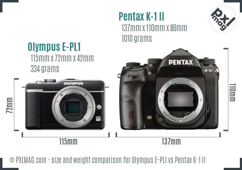 Olympus E-PL1 vs Pentax K-1 II size comparison