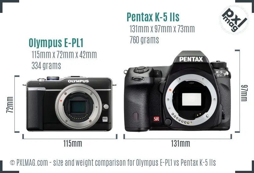 Olympus E-PL1 vs Pentax K-5 IIs size comparison