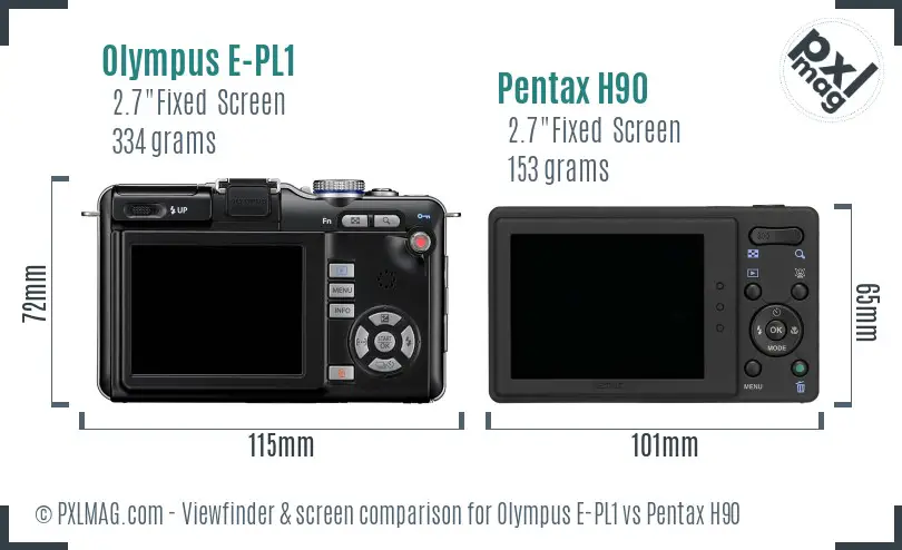 Olympus E-PL1 vs Pentax H90 Screen and Viewfinder comparison