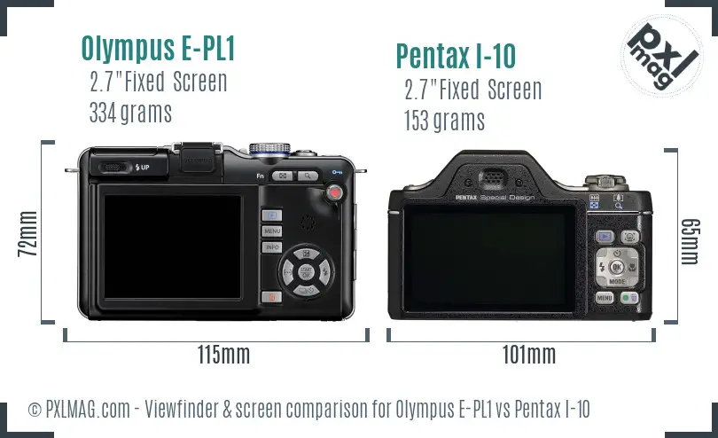 Olympus E-PL1 vs Pentax I-10 Screen and Viewfinder comparison