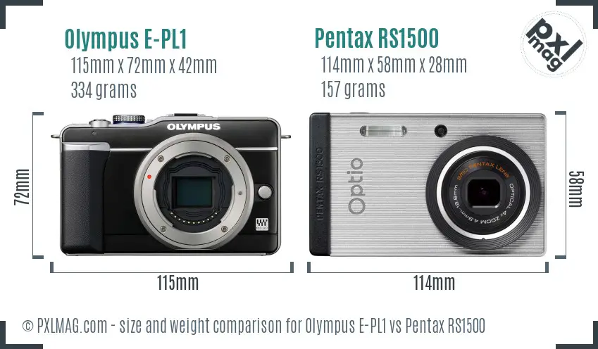 Olympus E-PL1 vs Pentax RS1500 size comparison