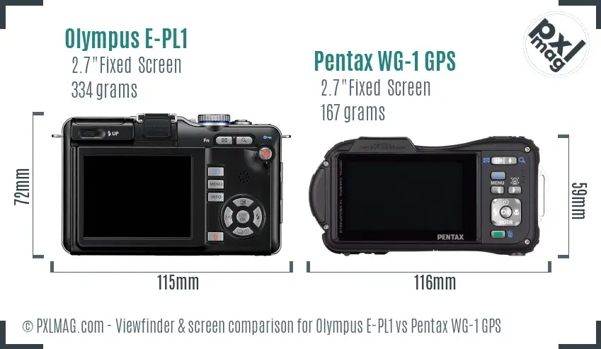 Olympus E-PL1 vs Pentax WG-1 GPS Screen and Viewfinder comparison