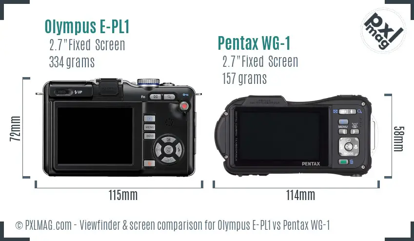 Olympus E-PL1 vs Pentax WG-1 Screen and Viewfinder comparison