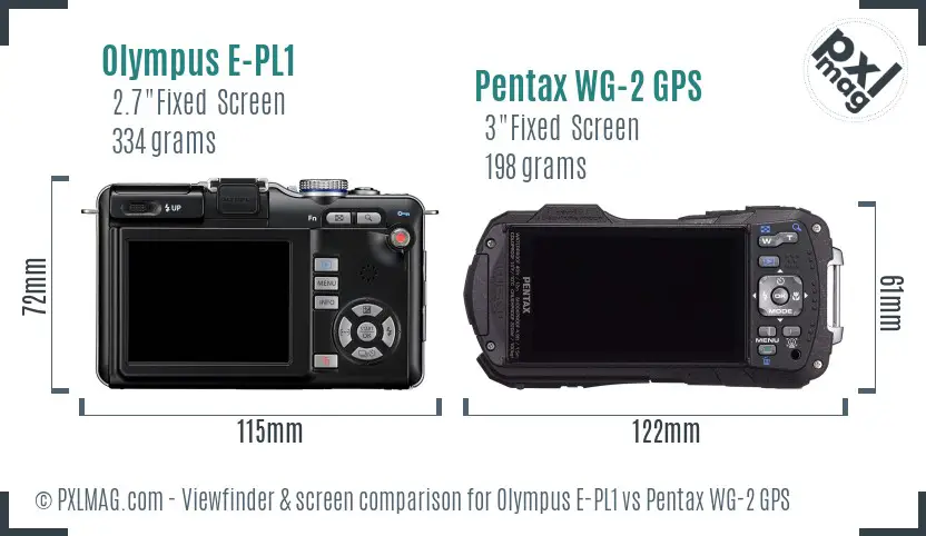 Olympus E-PL1 vs Pentax WG-2 GPS Screen and Viewfinder comparison