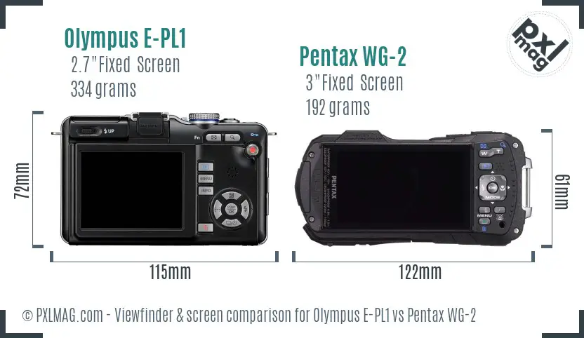 Olympus E-PL1 vs Pentax WG-2 Screen and Viewfinder comparison