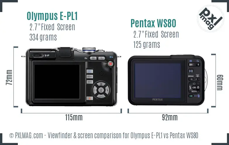 Olympus E-PL1 vs Pentax WS80 Screen and Viewfinder comparison