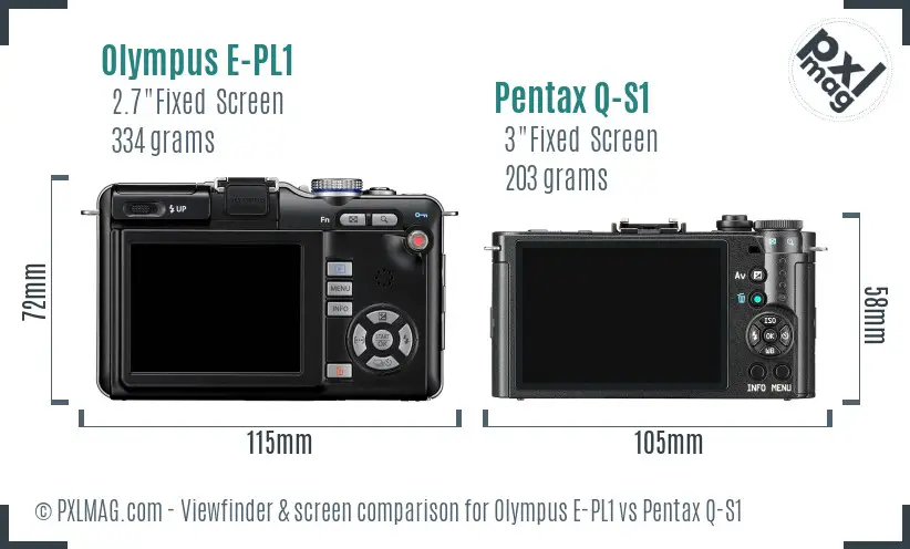 Olympus E-PL1 vs Pentax Q-S1 Screen and Viewfinder comparison