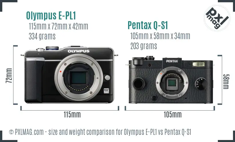Olympus E-PL1 vs Pentax Q-S1 size comparison